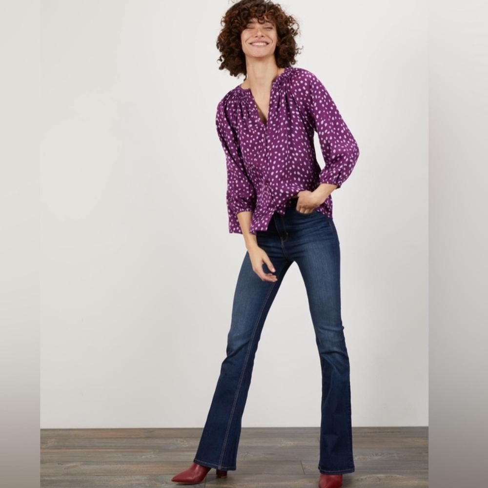 Tucker silk the classic blouse lady dot ladybug top oversized purple